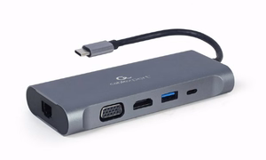 Gembird A-CM-COMBO7-01 nešiojamojo kompiuterio dokas/prievadų replikatorius USB 3.2 Gen 1 (3.1 Gen 1) Type-A pilkas