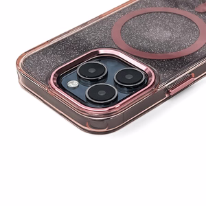 Wozinsky Blizgus dėklas su Magnetiniu Samsung Galaxy S25 - Rožinis su Blizgučiais