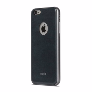 Moshi iGlaze Napa hibridinis dėklas veganiškos odos nugarėle, skirtas iPhone 6s Plus / 6 Plus, „Midnight Blue“ spalvos