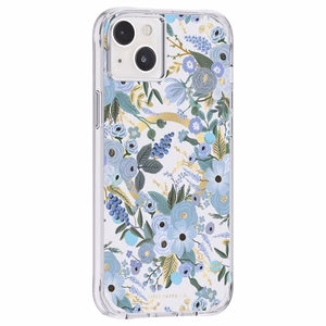 Rifle Paper Clear MagSafe dėklas, skirtas iPhone 14 Plus, „Garden Party Blue“ rašto
