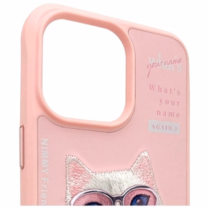 Nimmy Cool&Cute 2.0 katės dėklas iPhone 15 Pro - rožinis