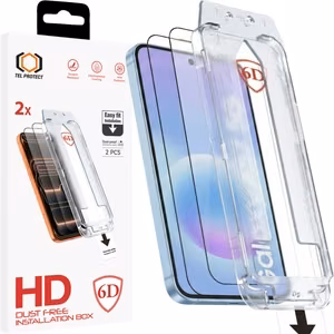 Tel Protect Dust-Free Easy Fit Full Glue 6D Tempered Glass for Samsung Galaxy A56/A57 5G black - 2 pieces
