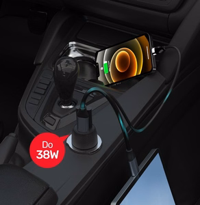Unitek P1400A automobilio įkroviklis 38W USB-A USB-C QC 3.0