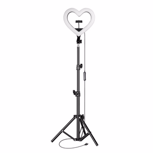 LED žiedinė Stream RGB lempa 10" su telefono laikikliu HEART + trikojis JM26-10 juoda