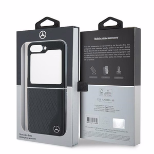 Mercedes Leather Wood Imitation MagSafe dėklas telefonui Samsung Galaxy Z Flip 6 - juodas