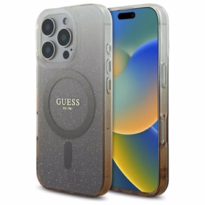 Guess IML Glitter Gradient Magnetinis dėklas telefonui iPhone 16 Pro Max - rudas