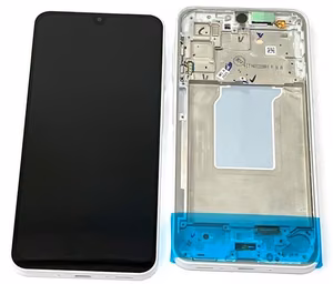 Ekranas Samsung A266 A26 5G su lietimui jautriu stikliuku ir rėmeliu White originalus (service pack)