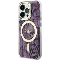 Guess GUHMP14LHLEOPWP iPhone 14 Pro 6.1" rožinis/rožinis kietas dėklas Leopardas MagSafe