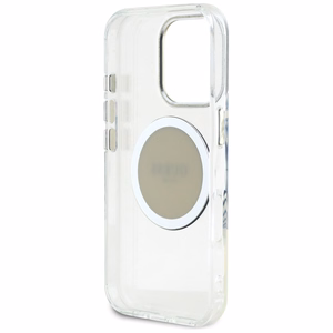 Guess IML Metal Colored Circle Classic Logo Magnetinis dėklas telefonui iPhone 16 Pro - pilkas