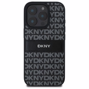 DKNY tekstūrinio rašto dryžuotas dėklas telefonui iPhone 16 Pro - juodas