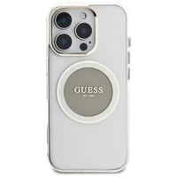 Guess IML Metal Colored Circle Classic Logo Magnetinis dėklas telefonui iPhone 16 Pro - pilkas