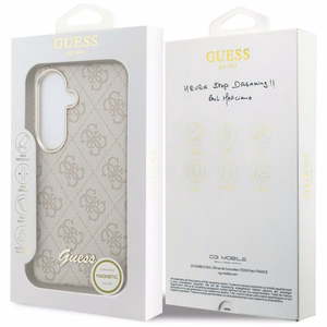 Guess dėklas 4G Script MagSafe skirtas Samsung Galaxy S26 rožinis