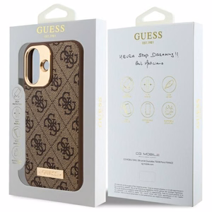 Guess 4G Logo Plate Magnetinis dėklas iPhone 16 - rudas