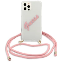 Guess Script Vintage iPhone 12 Pro Max 6.7" dėklas - rožinė