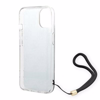 Guess GUOHCP14MH4STK iPhone 14 Plus 6.7 "juodas / juodas kietas dėklas 4G spauda Dirželis