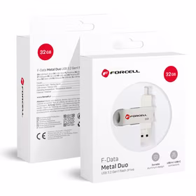 FORCELL F-DATA USB atmintinė Metal Duo 32GB USB3.2 Gen 1 (USB A / Type C) sidabrinė