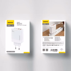 Įkroviklis Dudao A65EU, baltas, 65W (2xPD-C / 2xQC3.0)