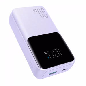 Išorinė baterija Joyroom JR-PBC07 violetinė 20000mAh 30W (PD / QC3.0) + integruoti Type-C / Lightning laidai