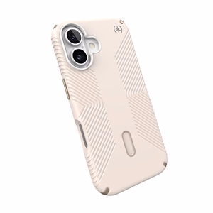 Speck Presidio2 Grip dėklas su MagSafe ir ClickLock, skirtas iPhone 16, „Bleached Bone/Heirloom Gold“
