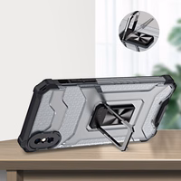 Crystal Ring Case Kickstand tvirtas patvarus dėklas iPhone XS Max raudonas