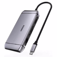 Choetech 9in1 daugiafunkcinis USB Type C šakotuvas - 3x USB 3.2 Gen 1 / SD ir TF atminties kortelių skaitytuvas / HDMI 4K 30Hz / VGA Full HD 60Hz / USB Type C / RJ45 pilkas (HUB-M15 pilkas)