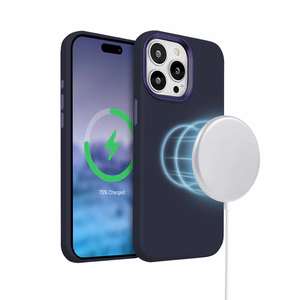 Crong Color Cover LUX Magnetic dėklas, skirtas iPhone 15 Pro, suderinamas su MagSafe, tamsiai mėlynas
