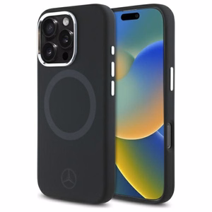 Mercedes силиконовый Чехол тональный логотип MagSafe iPhone 16 Pro Max - чёрный