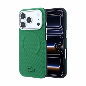 Dėklas Lacoste PVC Petit Pique Semi Wrap Embossed MagSafe Apple iPhone 18 Pro žalias