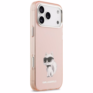 Karl Lagerfeld IML Aquarelle Choupette & Logo Magnetinis dėklas telefonui iPhone 17 Pro Max - rožinis
