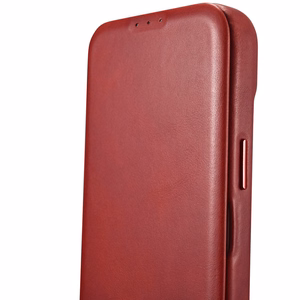 iCarer CE Premium odinis folio dėklas iPhone 14 Plus su MagSafe magnetiniu flipu - raudonas