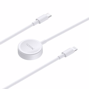 YESIDO įkroviklis CA113 2 in 1 iPhone ir Apple Watch 2,5W + Type-C/Lightning laidas 1,2 m 2,4A, baltas