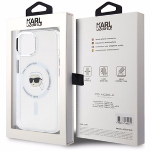 Karl Lagerfeld IML Metalinis Karl Galvos Magnetinis dėklas iPhone 15 baltas