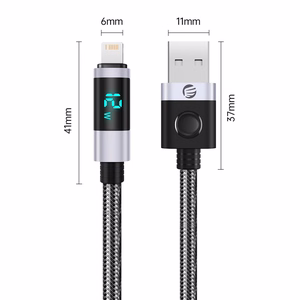 Orico LDA2L USB-A–Lightning, 12 W laidas su LED ekranu, 0,5 m – juodas su sidabro spalva