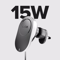 SBS TESUPP15WRETRACABL belaidis įkroviklis – išmaniojo telefono laikiklis su ištraukiamu kabeliu, suderinamas su MagSafe – juodas