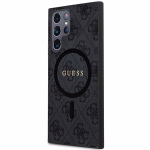 Guess 4G Collection Odinis Metalinis Logotipas Magnetinis dėklas telefonui Samsung Galaxy S24 Ultra - juoda