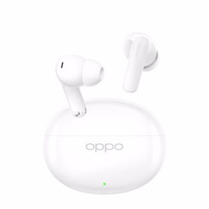 OPPO tikrai belaidės ausinės Enco Air5 Bluetooth, įstatomos į ausis, mikrofonas, blizgi balta, triukšmo slopinimas, belaidės