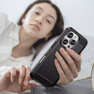 Carbon dėklas telefonui iPhone 16 Pro Max silikoninis dėklas - juodas