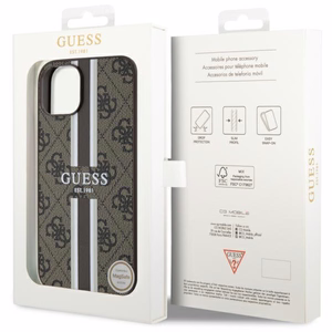 Guess GUHMP14MP4RPSW iPhone 14 Plus 6.7" rudas/rudas kietas dėklas 4G Printed Stripes MagSafe