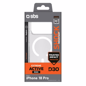 SBS D3O Active dėklas, skirtas iPhone 18 Pro / 17 Pro, suderinamas su MagSafe – skaidrus