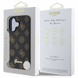 Guess bijūno užrašas magnetinis dėklas telefonui iPhone 16 - juoda
