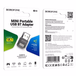 Borofone DH8 Bluetooth 5.1 adapteris, juodas