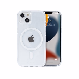 Crong Clear MAG Cover dėklas, skirtas iPhone 13 Mini, suderinamas su MagSafe, skaidrus