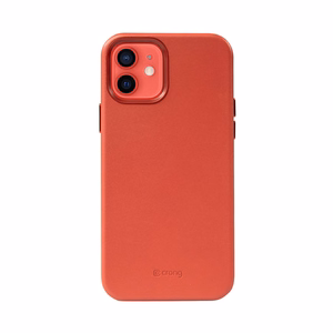 Crong Essential Cover Magnetic dirbtinės odos dėklas, skirtas iPhone 12 / iPhone 12 Pro, su MagSafe, raudonas