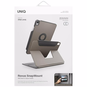 Uniq Rovus Snapmount Magnetinis 360 Sukamas Nuimamas dėklas iPad 11" 2025 / iPad 10.9" 2022 (10-os kartos) - pilkas