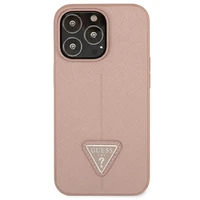 Guess GUHCP13LPSATLP iPhone 13 Pro / 13 6.1" rožinis kietasis dėklas SaffianoTriangle logotipas