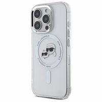 Karl Lagerfeld IML Metal Karl&Choupette Head magnetinis dėklas telefonui iPhone 16 Pro Max - baltas