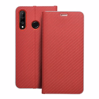 LUNA Book Carbon dėklas telefonui HUAWEI P30 Lite raudonas