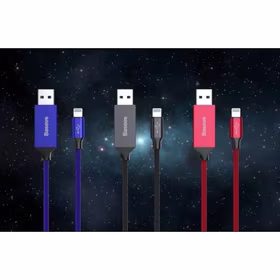 USB kabelis Baseus "Artistic Striped" mėlynas "Lightning" 500cm / net 2A laido gale