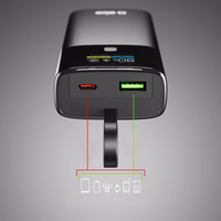 SBS 10000mAh PD 20W išorinė baterija su LCD ekranu ir įmontuotu USB-C kabeliu - pilka