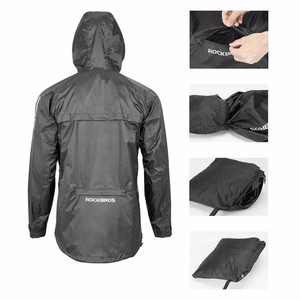 Rockbros YPY013BK4XL kvėpuojanti, vėjui atspari lietaus striukė, dydis XXXXL - juoda
